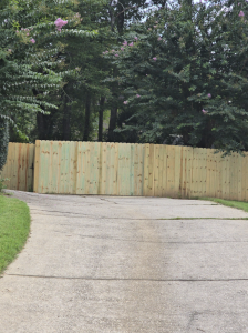6’ Wood Stockade Fence on Aluminum Cantilever Gate